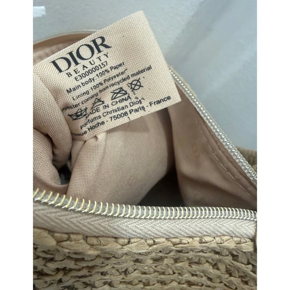Christian Dior Beauty Raffia Woven Converted Crossbody Shoulder Bag Beige GWP